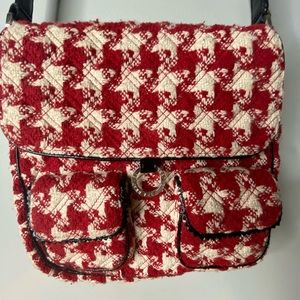 VERA BRADLEY Saddlebag Hipster HOUNDSTOOTH RED TWEED